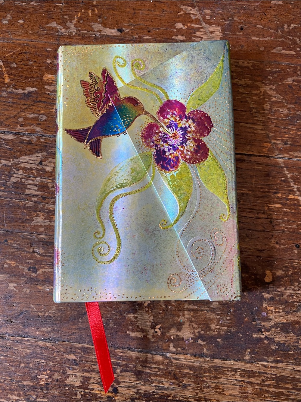 Holographic Hummingbird Floral Journal - Gold/Multicolor